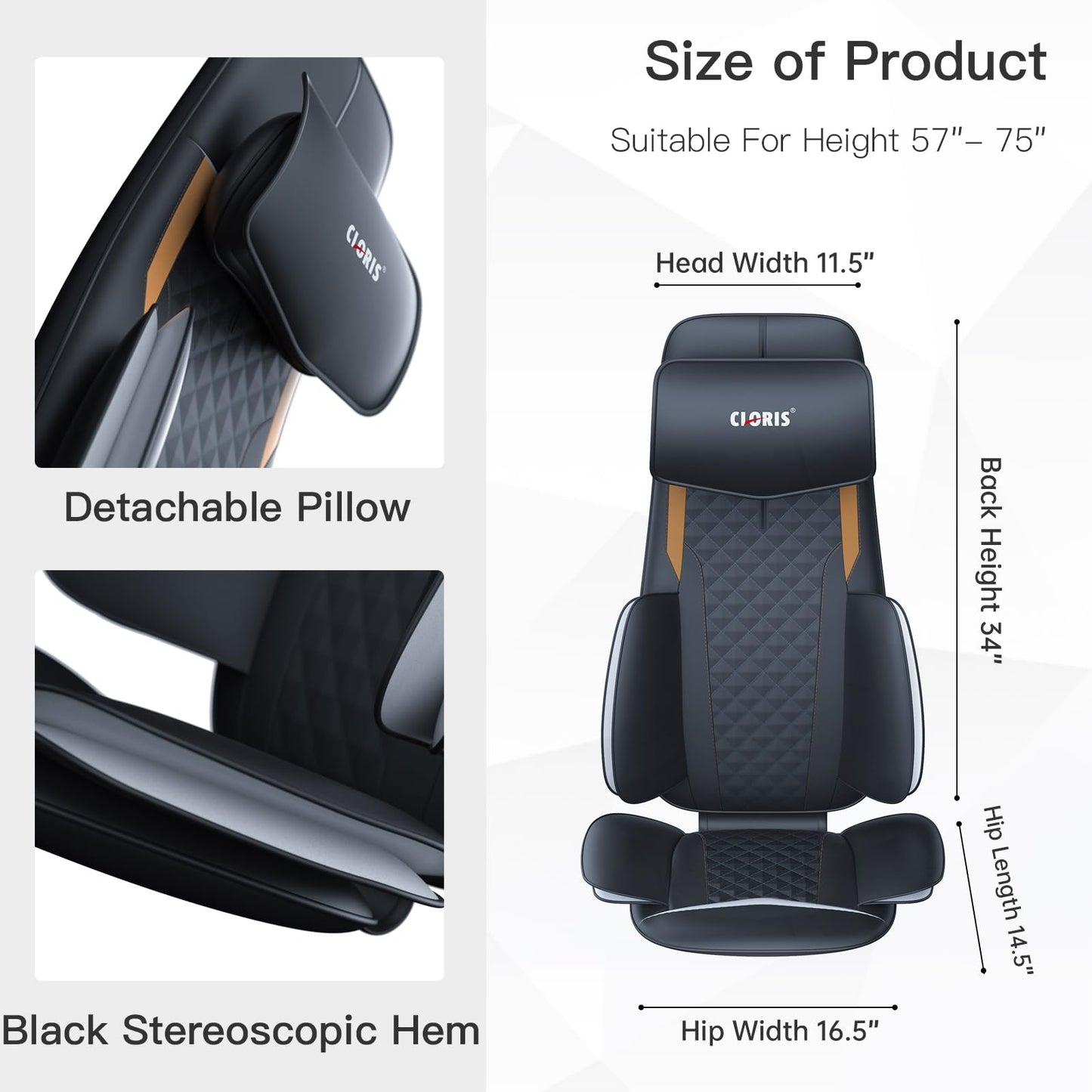 CLORIS Neck Back Massager with Heat, Automatic Adjustable Neckrest, 3D Shiatsu Compress & Rolling Massage Chair Pad for Full Body Relaxation, Home Office Chair Use, Gift for Family & Friends Blue