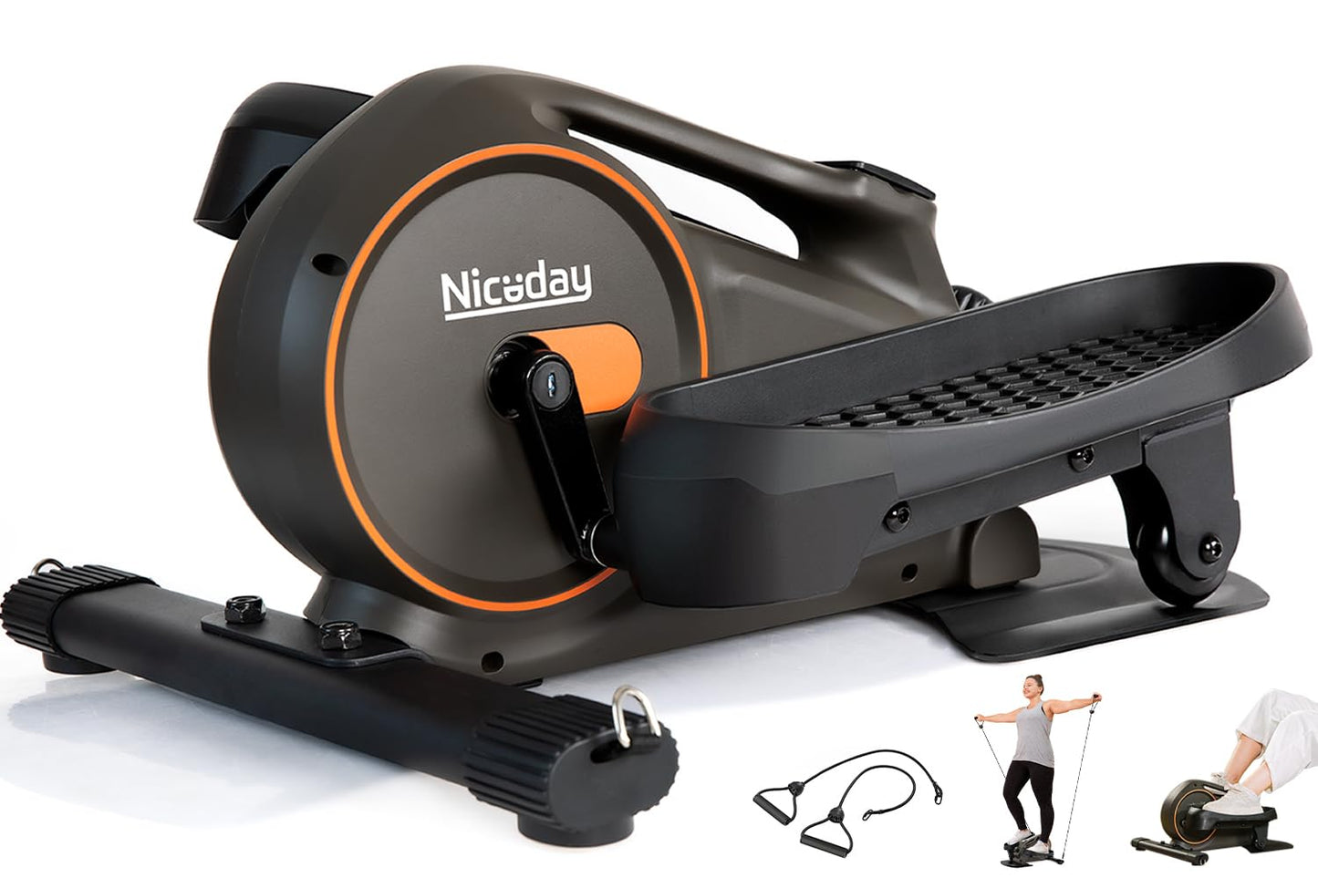 Niceday 2-in-1 Under Desk Elliptical, Ellipse Leg Exerciser with Seated/Stand Use, Manual, Quiet, Adjustable Resistance, Foot Pedal Exerciser, Ideal for Seniors.
