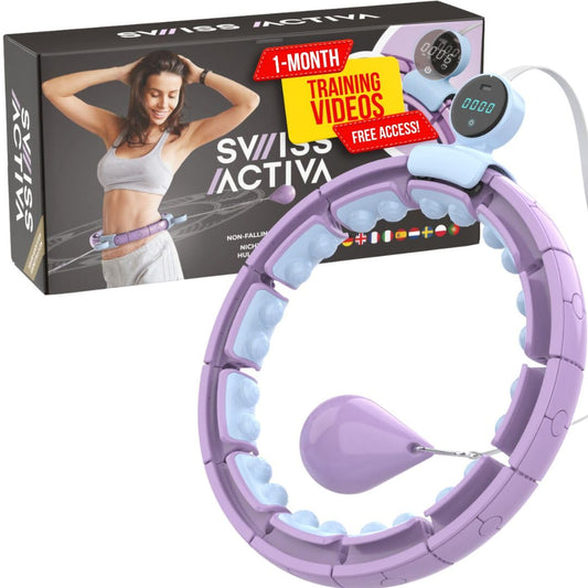 Swiss Activa+ S6+ Infinity Hoop Premium Smart Weighted Hula Hoop with Counter 23-44in- S6+ Smart Hula Hoop Fit - Exercise Equipment - Workout Equipment Hula Hoops for Adults Weight Loss
