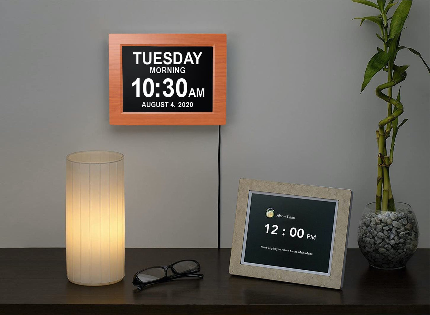 American Lifetime 【New 2025】 Dementia Clock Large Digital Clock for Seniors, Alzeimer Clock Large Display with Custom Alarms, Clock with Day & Date for Elderly, Digital Calendar Brown Wood