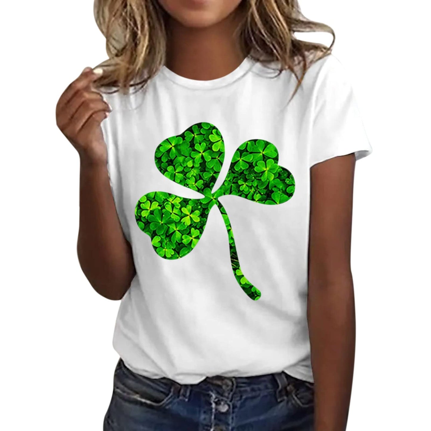 Aniywn Women's St Patricks Day Casual Short Sleeve T-Shirt Round Neck Graphic Print Tee Top Blouse