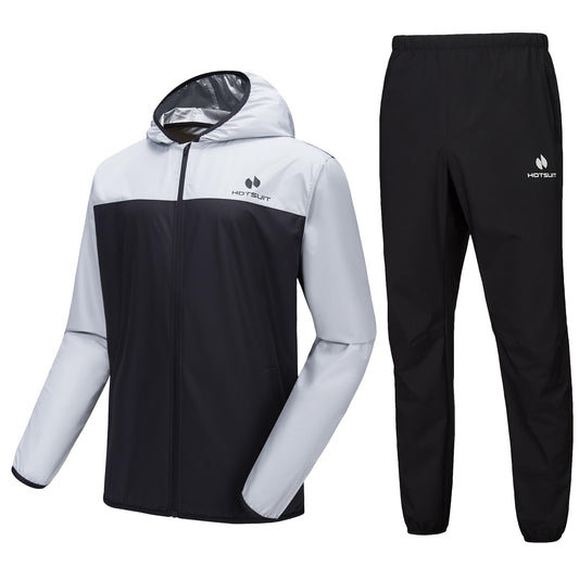 HOTSUIT Sauna Suit for Men Sweat Suits Gym Workout Exercise Sauna Jacket Pant Full Body, White, S