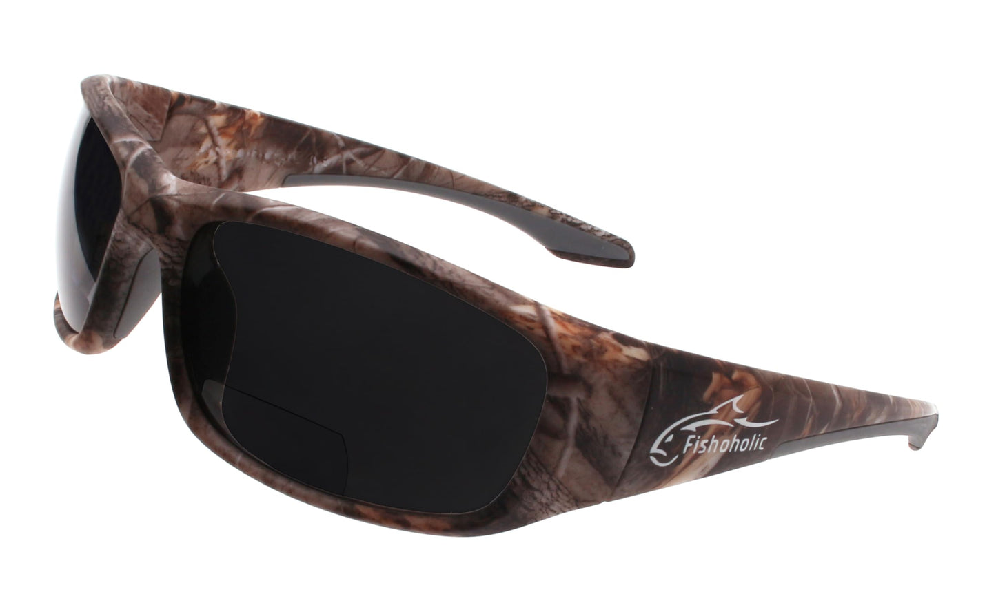 Fishoholic BiFocal - x1.5 x2.0 x2.5 (Reader) - Polarized Bi-Focal Fishing Sunglasses - UV400 Great Fishing Gift for Father Dad (x1.5-CAMO-MB)