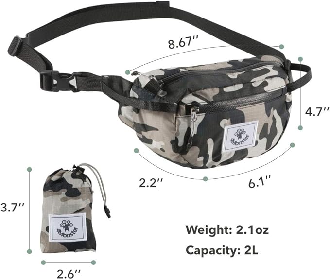 4Monster Hiking Waist Packs Portable,Water Resistant Fanny Bag with Adjustable Strap,Lightweight Crossbody Chest Bag Slim Bag