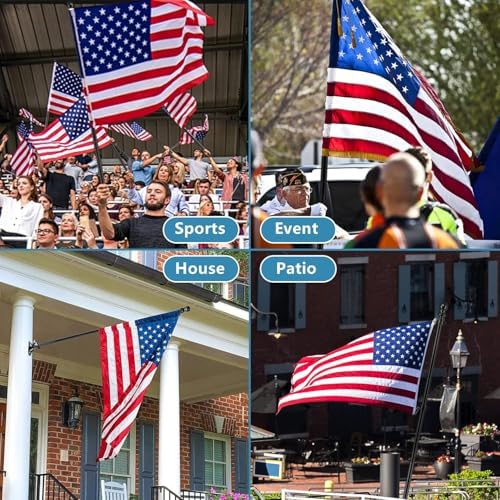 American Flag with Pole - Includes 6ft Heavy Duty Flag Pole Holder for Outside House,3x5 Embroidered US Flag and Wall Mount Bracket,Tangle Free Flagpoles Kit for Porch,Fence,Outdoor