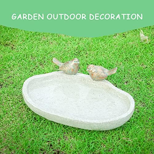 MUMTOP Bird Baths for Outdoors, Outdoor Garden Bird Bath Resin Birdbath Bowl with Vintage Bird Ornament for Outside Yard Table Decor