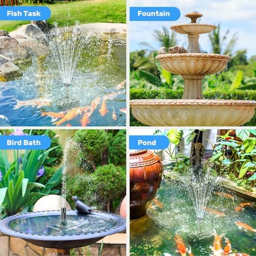 Antfraer Solar Fountain Pump for Bird Bath, 6.5W Solar Fountain with Dry-Run Protection, Solar Water Fountain with Double-Layer Nozzles & 5Ft Tubing for Small Pond Bird Bath Garden DIY Water Feature