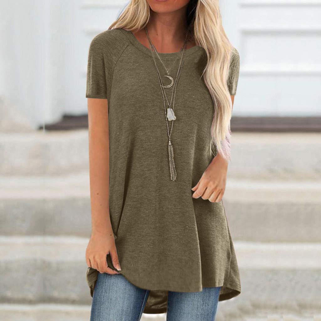 Aniywn Women's Plus Size Sweatshirt Tops Ladies Baggy Short/Long Sleeve Thin Solid/Printing Pullover Blouse T Shirts