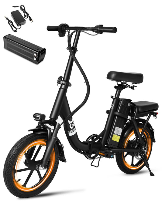 Electric Bike for Adults, 14" Folding 500W Motor Ebike with 48V 12AH Removable Battery, 20+ Miles Max Range, 20MPH Max Speed, City Commuter Bicycle