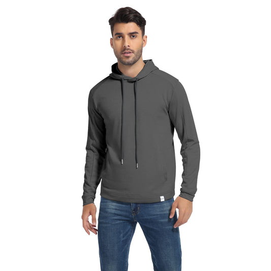 DEOLAX Mens Hoodies Pullover Sport Sweatshirt Men Hoodies Pullover Lightweight Comfortable Slim-Fit Sweatshirts for Men Heather Charcoal