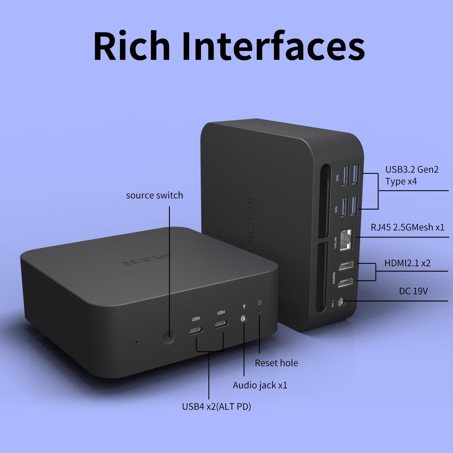 Reatan Mini Gaming PC AMD Ryzen 9 7940HS(up to 5.2GHz) 64GB DDR5 2TB SSD 5600 MHz RAM, Desktop Mini Computers, Radeon 780M Graphics,Quad Display 2.5Gbps LAN, HDMI 2.1, 8K USB 4.0 Wi-Fi 6E/BT5.3