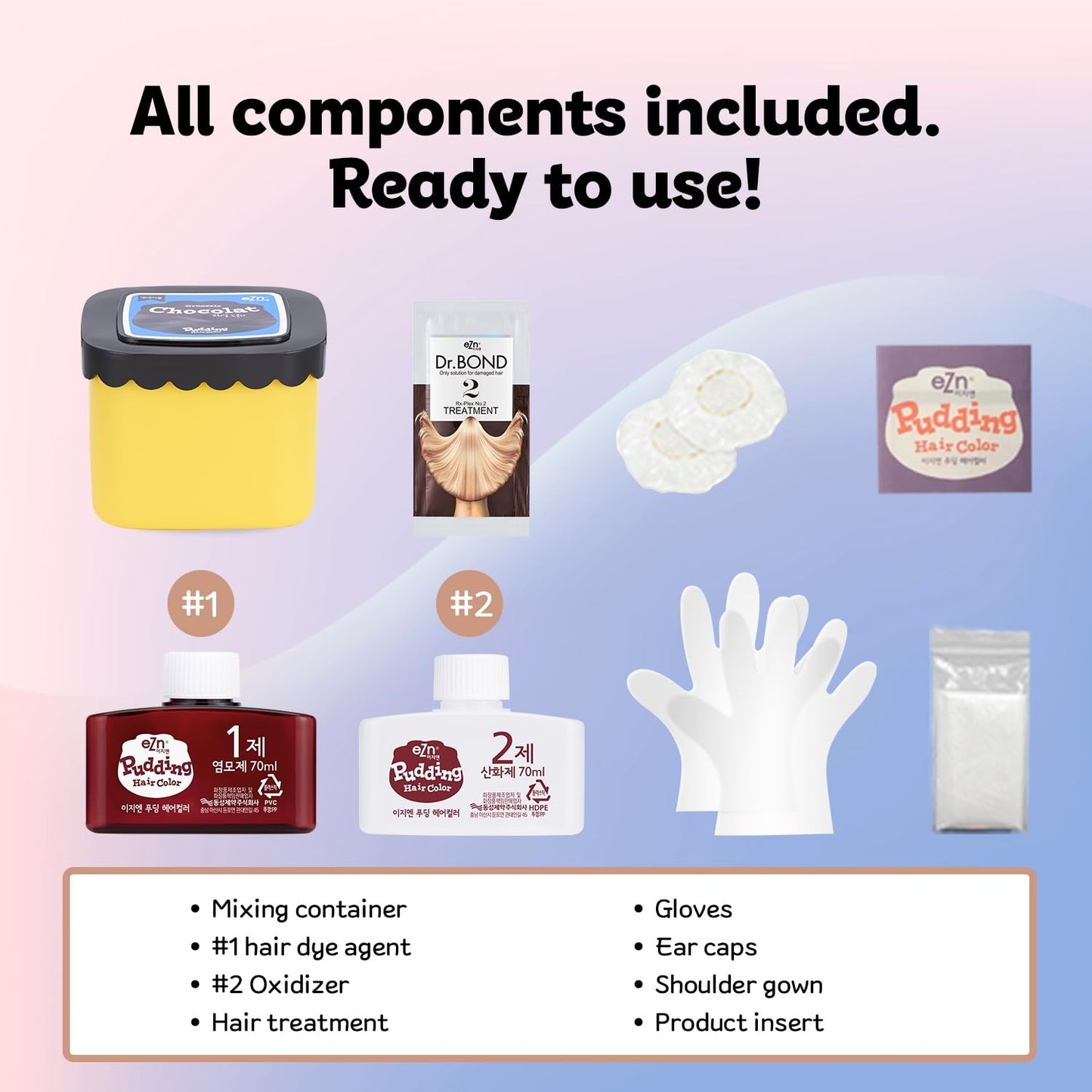 eZn Pudding Hair Dye Ammonia Free Semi-Permanent Self Hair Dye DIY Kit included contain Keratin Made in Korea Beauty (Ash Blue)