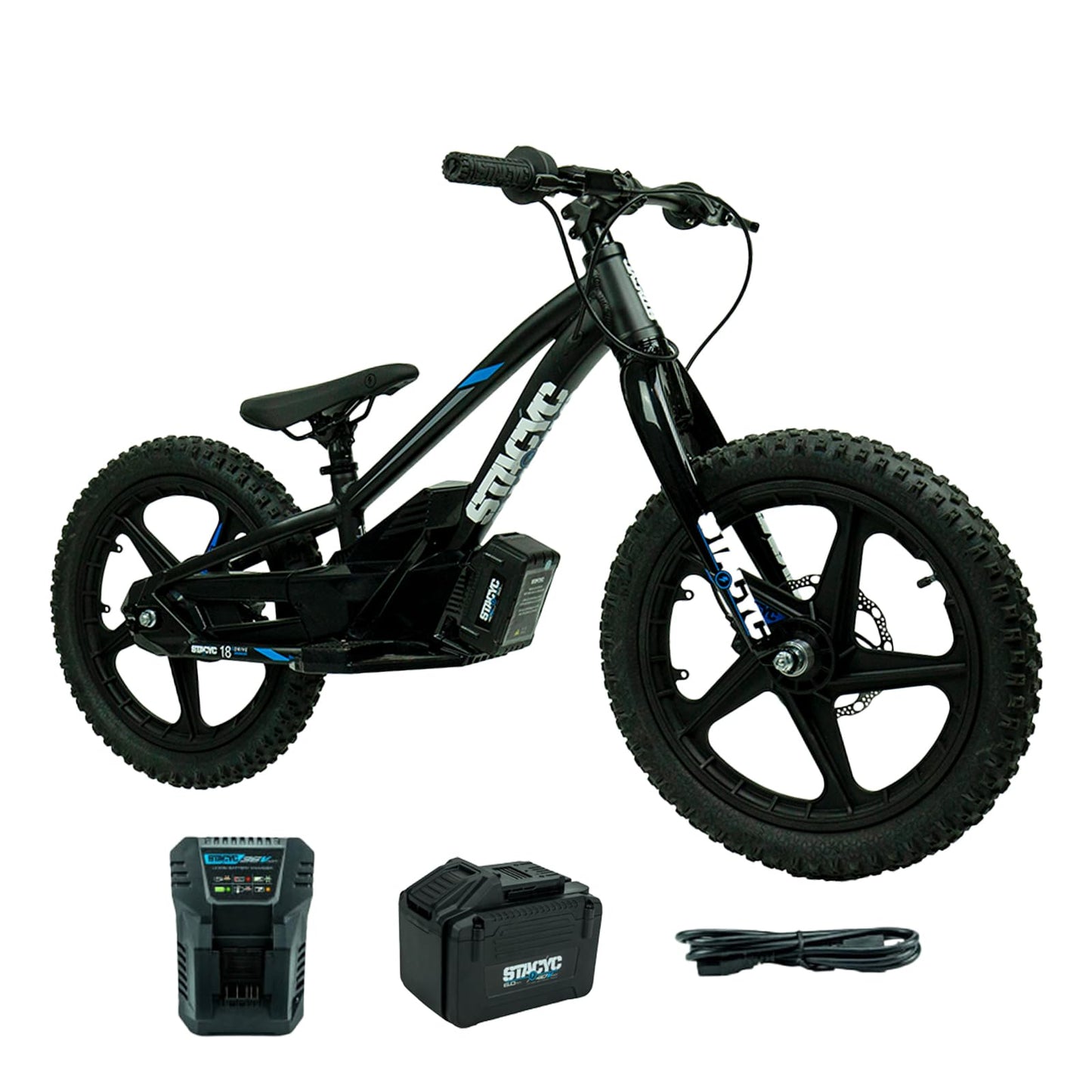 STACYC Brushless 18eDRIVE Electric Balance with Additional 6AH 36V E Bike Battery for Kids Ages 8-10 Years Old