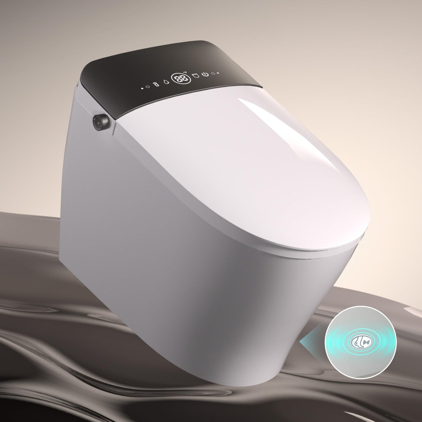 Keloyid Smart Toilet with Tank Built In, One Piece Bidet Toilet, Instant Warm Water, Heated Seat, Foam Shield, Sensor to Open/Close/Flush, ADA Height, Pump-assisted, Blackout Flush, LED Display