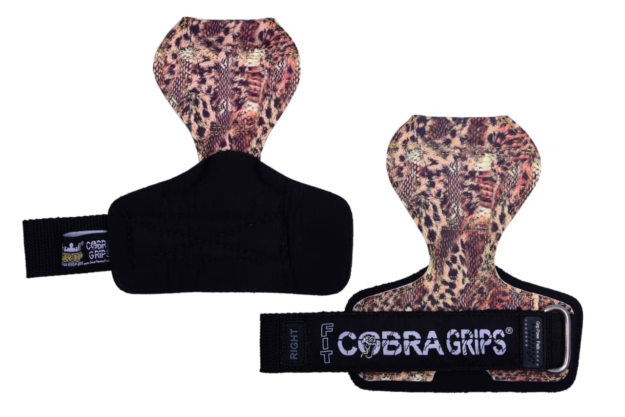 Cobra Grips PRO Weight Lifting Gloves Heavy Duty Straps Alternative Power Lifting Hooks for Deadlifts Adjustable Neoprene Padded Wrist Support Bodybuilding (FIT LEO Leather)