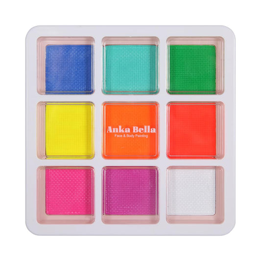 Anka Bella 9 Color Fluorescent Body Painting Palette,Can be Used For Children and Adults Face and Body Painting,Suitable for Role Play,Special Effects Stage and Other Scenes,,Easy to Clean