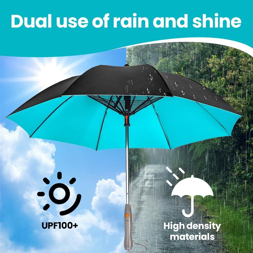 Uv Blocking Umbrella With Fan, 2024 New 3 In 1 Umbrella With Fan And Mist Spray, Sun Umbrella Protection, Usb Rechargeable Sun Umbrella, Cooling Umbrella With Fan, For Fishing, Golfing, Patio, Sand, Travel (Flamingo)