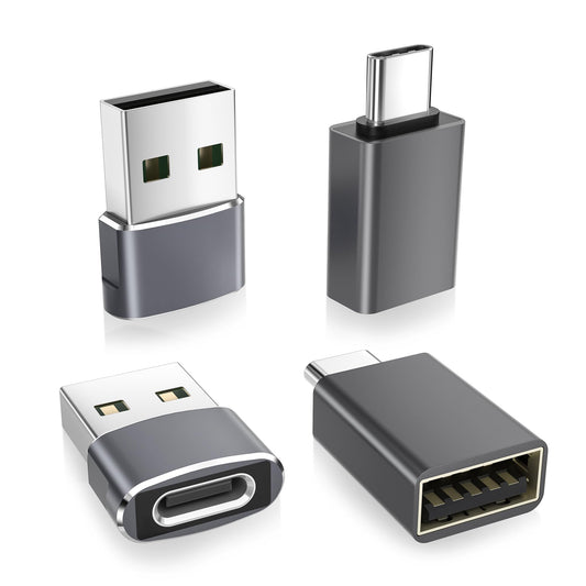 Basesailor USB to USB C Adapter with C Male to 3.0 Female Charger 4Pack,Thunderbolt 4 OTG Converter for MacBook,iPhone 16 16e 15 14 13 Plus Pro Max,Samsung Galaxy AI S25 S24 23 Ultra,iPad Air,AirPods