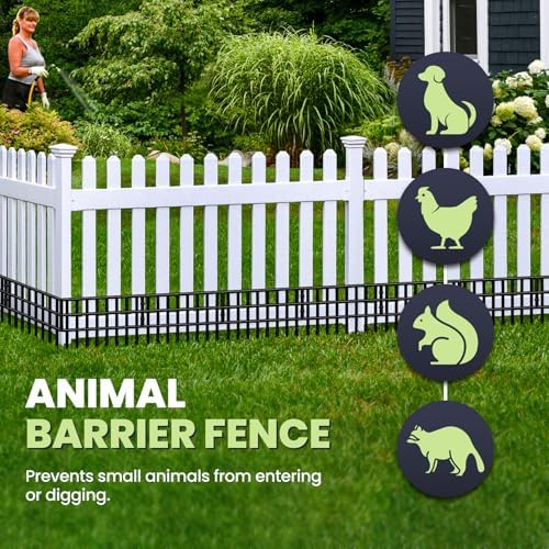 Animal Barrier Fence, 14 Pack No Dig Fence Panels,19.52Ft(L) X 13Inch(H) Garden Fence Border, Dig Fence Barrier for Dogs Rabbits Defense, Ground Defense Border for Outdoor, Yard, Patio