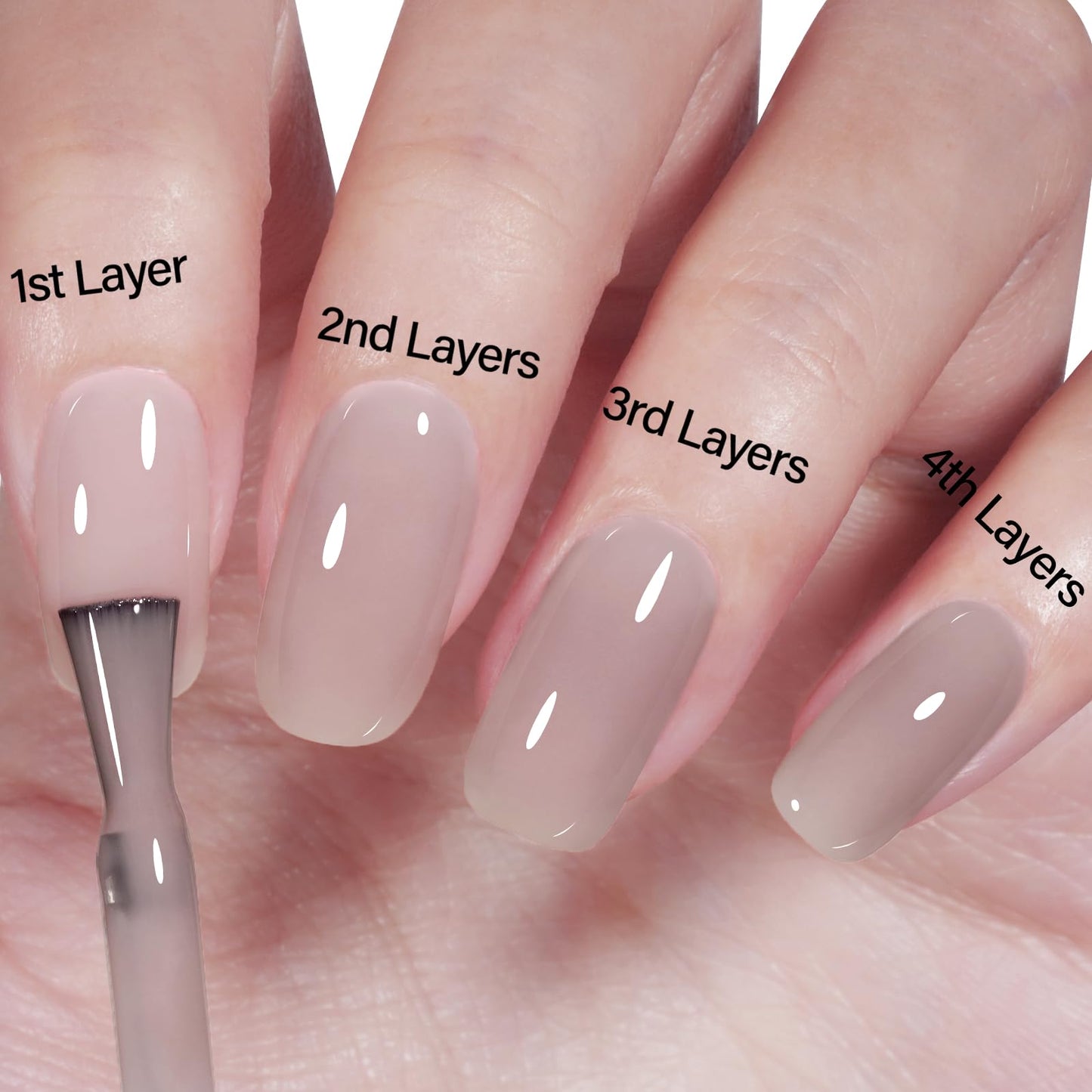 AILLSA Nude Gel Polish Edinburgh Grey Translucent Gel Nail Polish Light Color Jelly Gel Polish Long Lasting Warm Gray Neutral Nails Soak Off U V Gel for Nail Art at Home Valentine Gift 0.51 Oz GB132