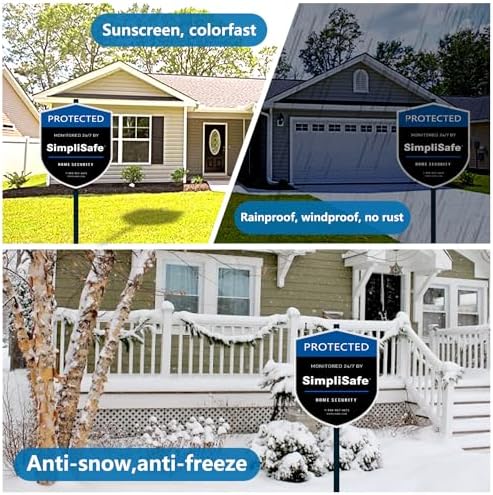 1 Yard Sign with 4 Window Stickers compatible with SimpliSafe Home Security System (STAKE INCLUDED)