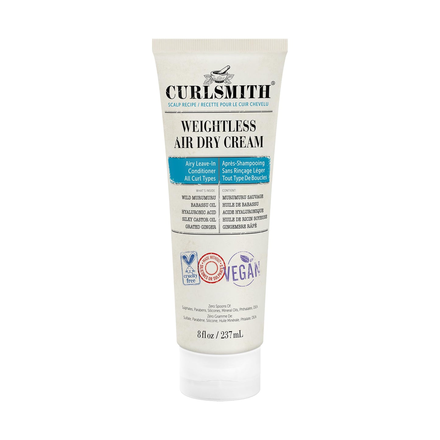 CURLSMITH - Weightless Air Dry Cream - Vegan Leave-In Conditioner for Any Hair Type, Smooths Hair (8 fl oz)