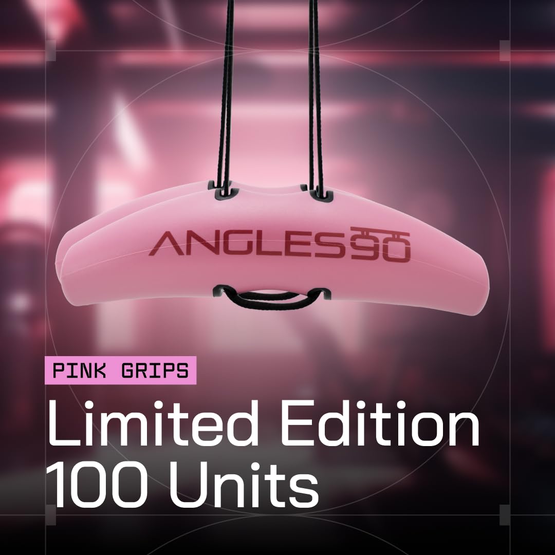 Angles90 Pink Grips - The original gym pull up grip handles, gym handles, lat pulldown attachments, perfect grips for T-bar row, cable machine, D Handle, grip strength trainer, gym equipment, lat bar