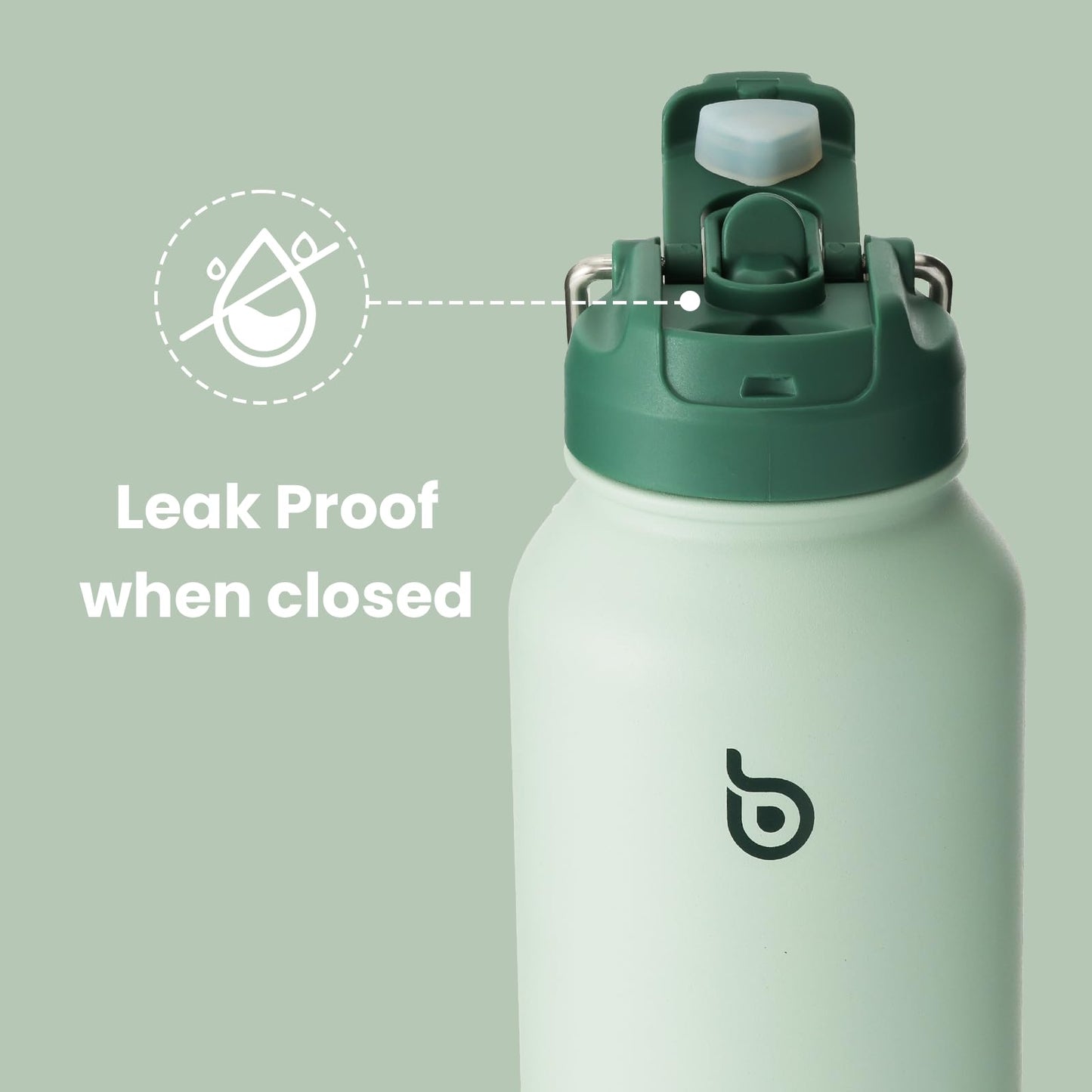 BOTTLE BOTTLE 32oz Insulated Water Bottle Stainless Steel Sport Water Bottle with Straw Dual-use Lid Design for Gym with Pill Box (green)