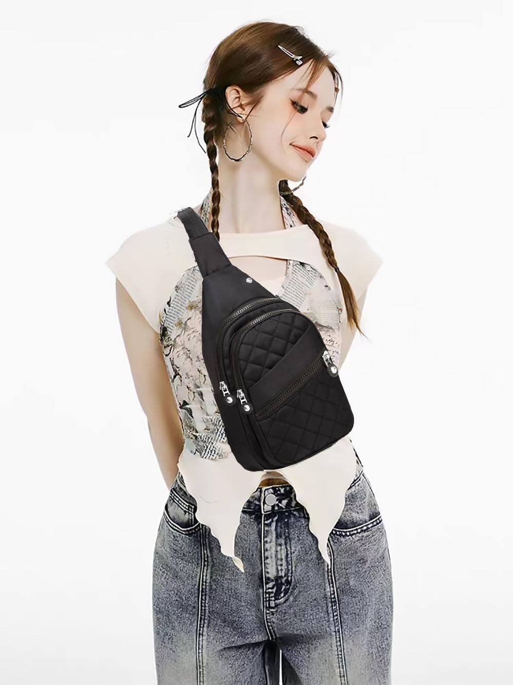 AOSTIHOT Crossbody Small Sling Backpack Sling Bag for Women Men, Chest Bag Daypack Crossbody for Travel Sport Running Hiking