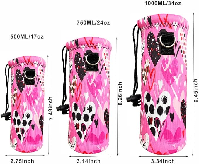 Water Bottle Sling Case Bag Carrier Holder - 500ML 750ML 1000ML Neoprene Water Bottle Sleeve Cooler Cover Pouch with Adjustable Shoulder Strap for Men Women Travel Camping Walking Hiking Running