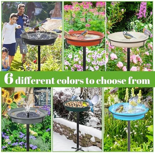 35.5In Freestanding Birdbaths Bowl Outdoor, Free Standing Garden Bird Bath Bird Feeder Bowl with Metal Stake, Detachable Decoration Spa Birdfeeder for Garden Patio Yard Lawn, 4 Spiky Feet (Blue)