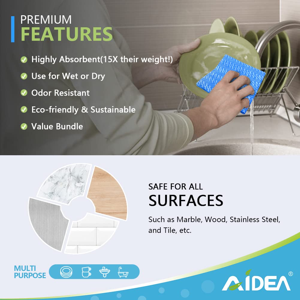AIDEA Cleaning Wipes, Multi-Purpose Towel and Reusable Cleaning Cloths 80Ct(1 Pack), Domestic Wipes for Kitchen and Office (12''x24'')