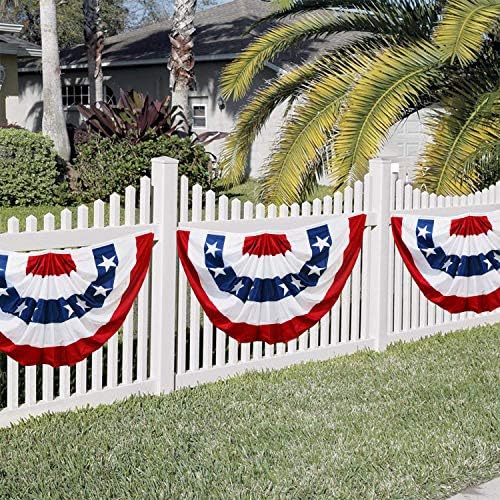 American Flag Bunting for Outside,4th of July Flags Outdoor, USA Pleated Fan Flag 1.5x3 FT,Patriotic Decor Bunting Banner,Fourth of July Yard Decorations,Red White and Blue Decor for Outside (10 Pack)