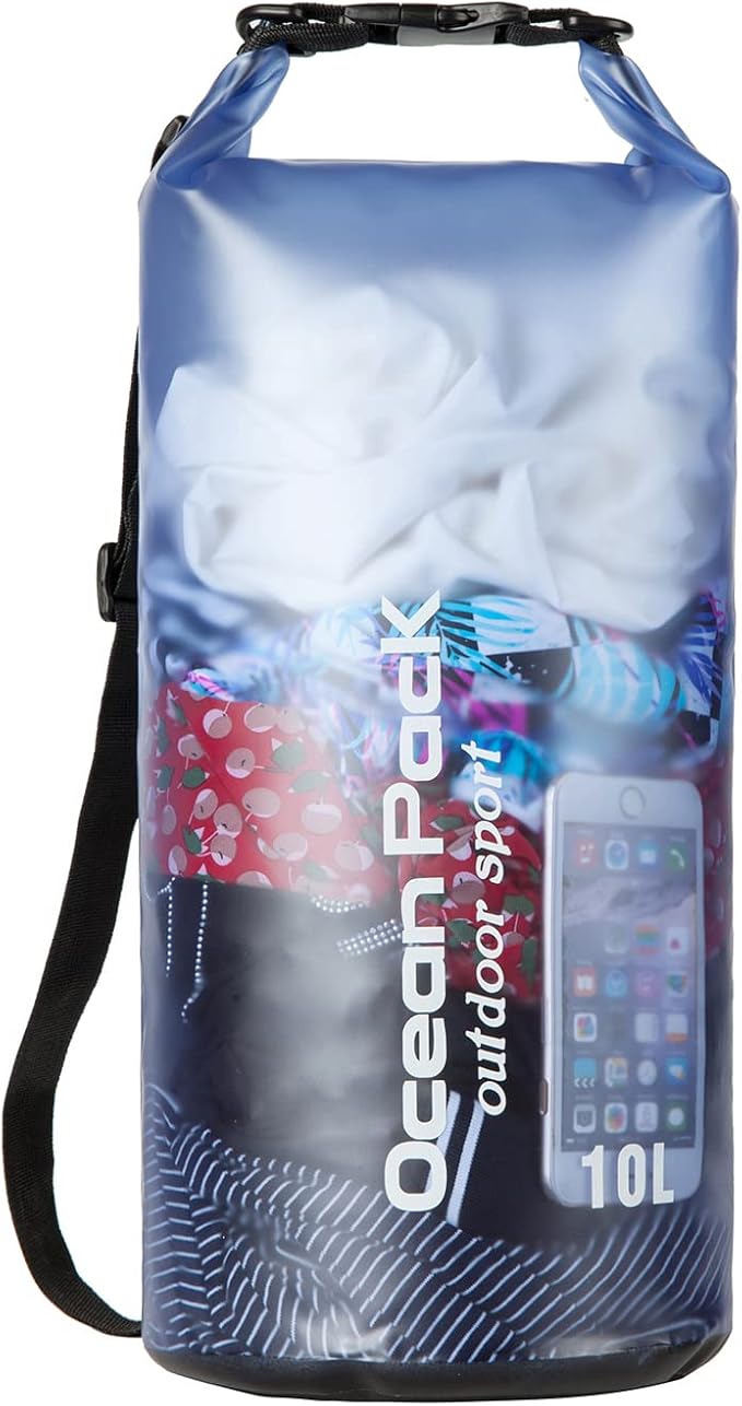 Waterproof Dry Bag,10L/20L Roll Top Waterproof Dry Bag Backpack For Kayaking Boating Swimming fow Women Men (Blue-10L)