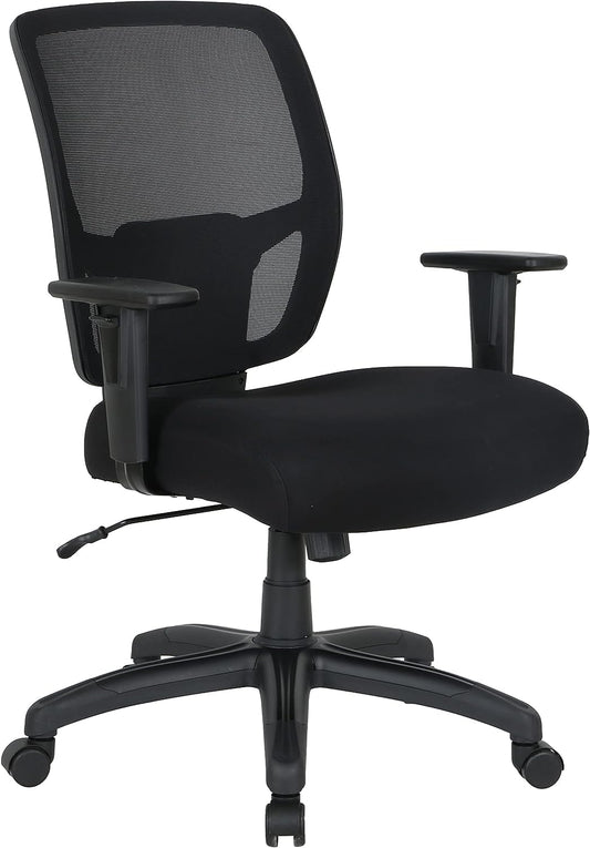 Amazon Basics Big and Tall Mesh Office Chair with Adjustable Arms and Lumbar Support, 400lbs Capacity, Black (Previously AmazonCommercial brand)