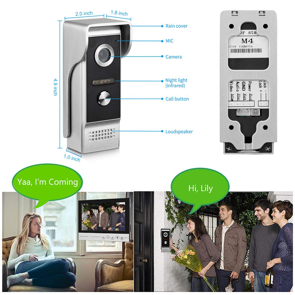 AMOCAM Wired Video Doorbell Intercom System, 9 Inches Monitor Video Doorbell Door Phone Kits with HD Camera Support Unlock, Monitoring, Dual-Way Intercom for Villa Home Office Apartment