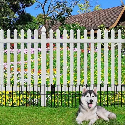 Animal Barrier Fence, 26 Pack No Dig Fence Decorative Fences, 17in(H) x10ft(L) Rustproof Metal Wire Small Garden Fence Border for Dogs Rabbits (26 Pack,28Ft)
