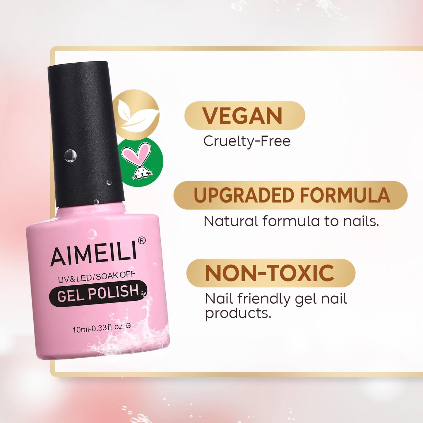 AIMEILI Soak Off U V LED Black Gel Nail Polish - Blackpool (007) 10ml