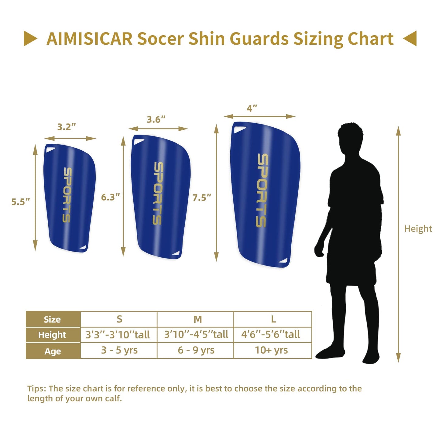 AIMISICAR Kids Youth Soccer Shin Guards, Shin Pads and Shin Guard Sleeves for 3-15 Years Old Boys and Girls for Football Games, EVA Cushion Protection Reduce Shocks and Injuries