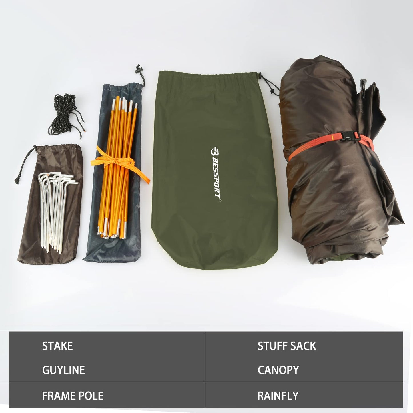 Bessport Camping Tent 2 Person Tent Waterproof Two Doors Backpacking Tent Easy Setup Lightweight for Outdoor, Hiking Mountaineering Travel