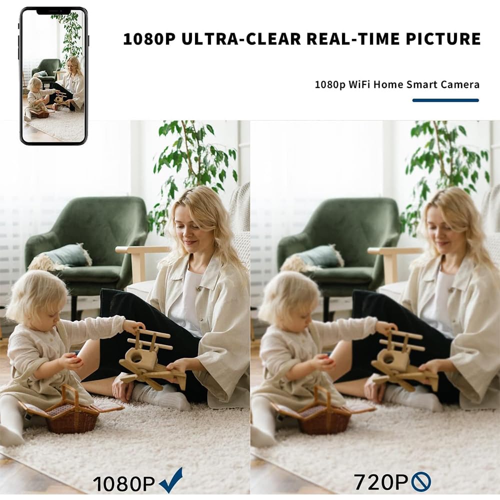 Mini Indoor Security Wireless Home Camera Small Outdoor WiFi Pet Cameras,2025 Upgraded 1080P Tiny Nanny Cam, Wide Angle,Night Vision, House Indoor Outdoor Cameras, No Need WiFi Cams,For Home Security