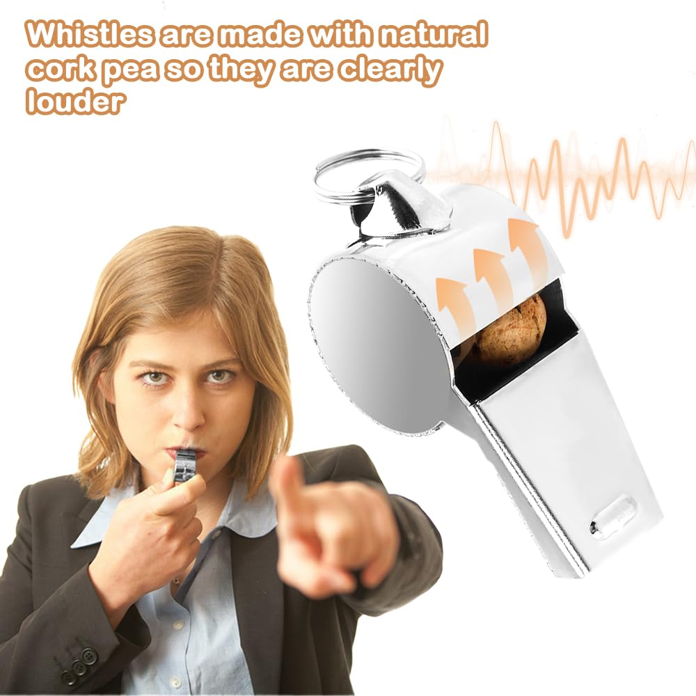 Bsofing 6 Pack Whistle, Referee Whistle, Whistle for Teachers, Coaches Whistle with Lanyard, Stainless Steel Sports Whistles, Loud Crisp Sound Whistles Great for Coaches, Referees, and Officials