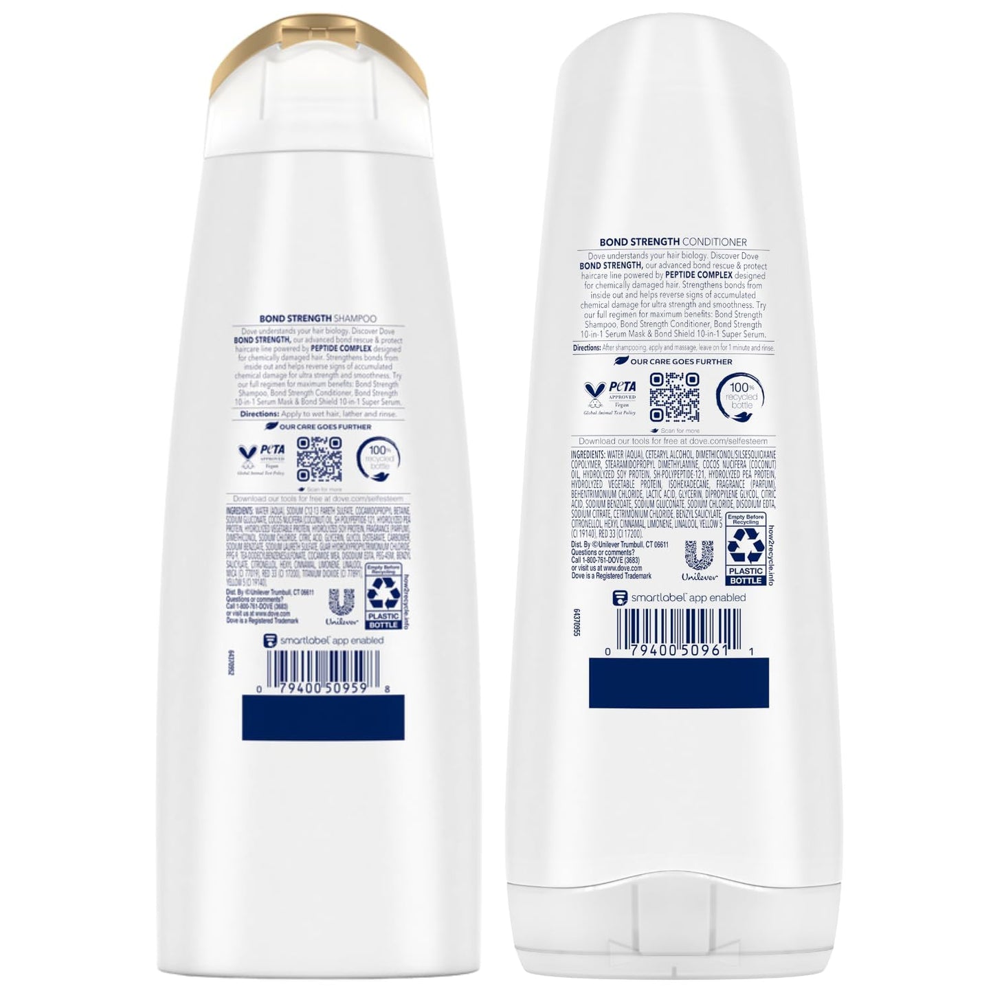 Dove Bond Strength Shampoo & Conditioner Set – Daily Strengthening Treatment for Dry, Damaged Hair, 12 Oz Ea
