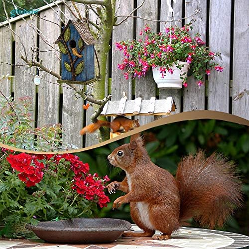 Glitzhome 9.7" H Hanging Bird House for Outdoor Patio Garden Decorative Pet Cottage Distressed Wooden Birdhouse, Blue Leaves