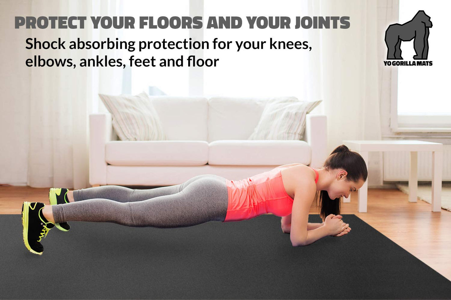 Gorilla Mats Premium Large Exercise Mat – 6' x 4' x 1/4" Ultra Durable, Non-Slip, Workout Mat for Instant Home Gym Flooring – Works Great on Any Floor Type or Carpet – Use With or Without Shoes