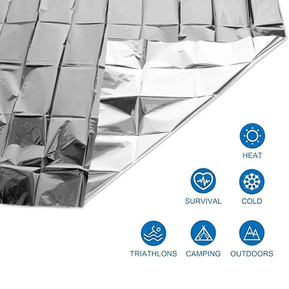 Science Purchase 20 Pack Emergency Mylar Thermal Blankets, 54" x 84", Silver,Large, 73MYLARPK20