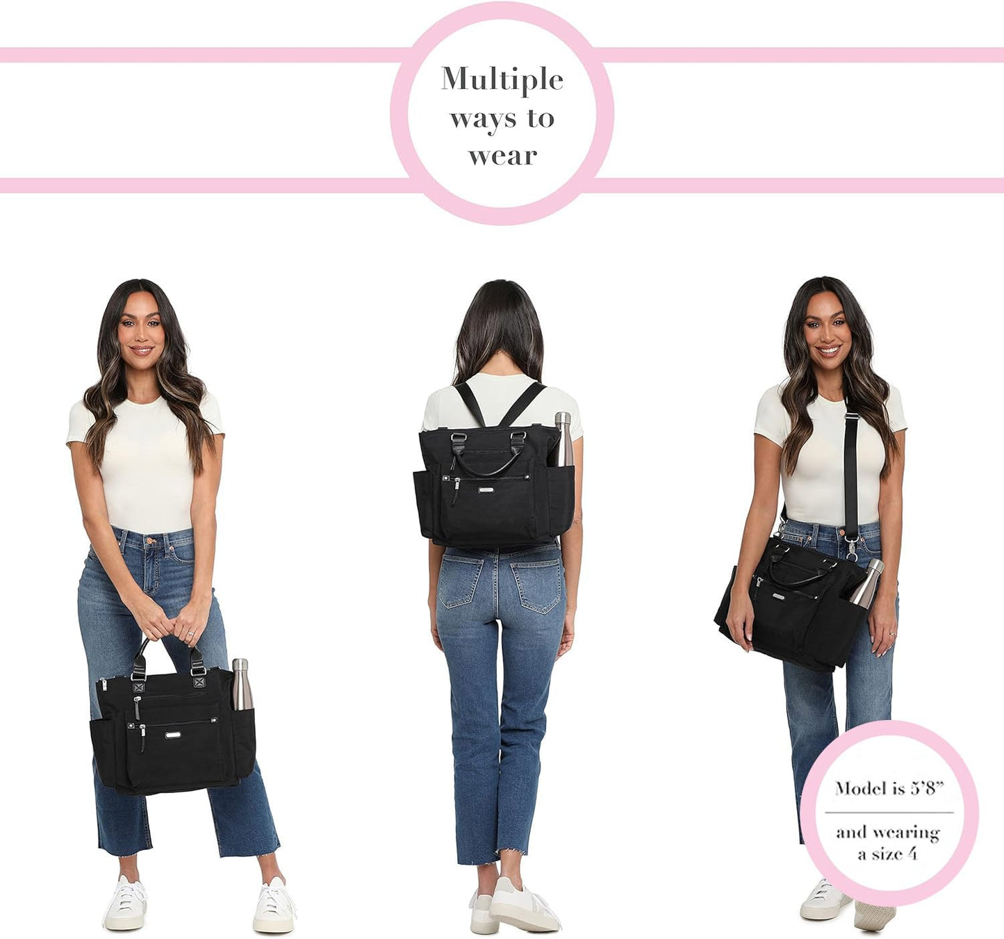 Baggallini Womens 3-in-1 Convertible Backpack with RFID phone wristlet, Blush Python, One Size US