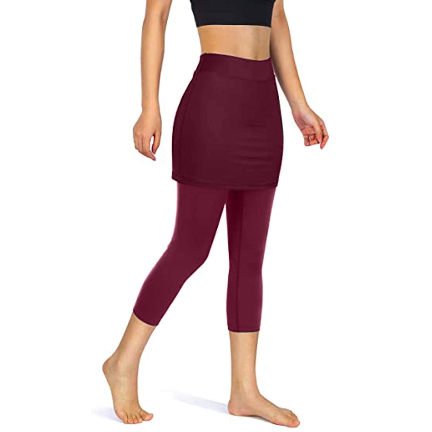 Aniywn Women's Leggings Skirt, Skirted Leggings, Active Skirt with Pockets, Tennis Pants Sports Fitness Culottes (Small, Purple)