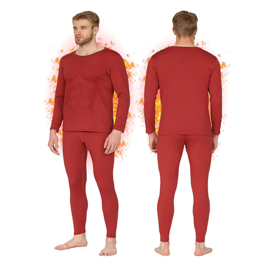 HEROBIKER Men Thermal Underwear Set Winter Skiing Warm Top & Bottom Thermal Long Johns Black (Red, XX-Large)