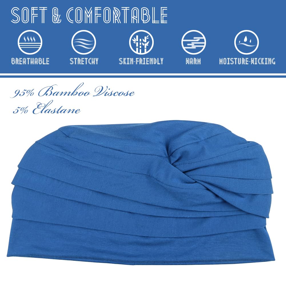 Alnorm Warm Chemo Hat for Women for Fall and Winter Made of Viscose Blue